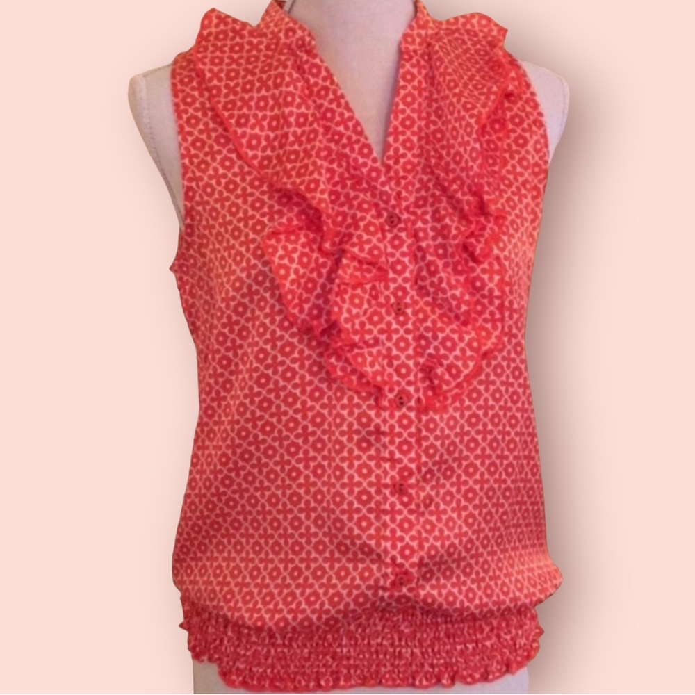 Jules & Leopold Sleeveless Ruffle Front Blouse